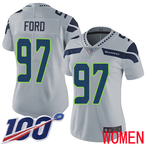 Seattle Seahawks Limited Grey Women Poona Ford Alternate Jersey NFL Football #97 100th Season Vapor Untouchable->youth nfl jersey->Youth Jersey